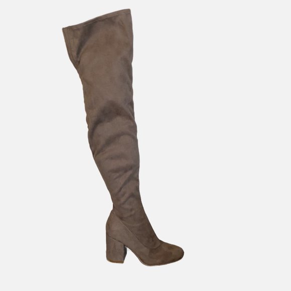 Marc Fisher Ltd Tan Faux Suede Thigh High Block Heel Boots 6.5 - Picture 10 of 10